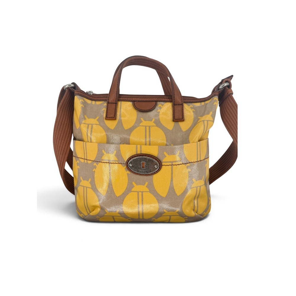 Fossil Key-Per Ladybug Crossbody Bag Yellow Coated Canvas Tote